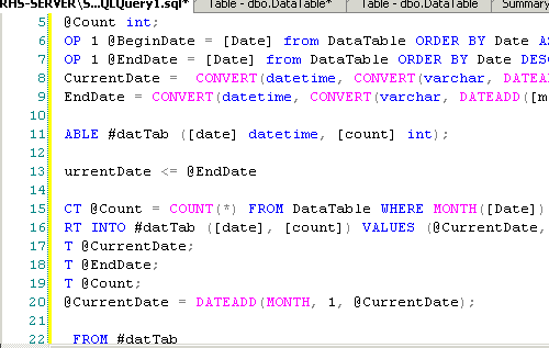 Partial screenshot of SQL Server Management studio.